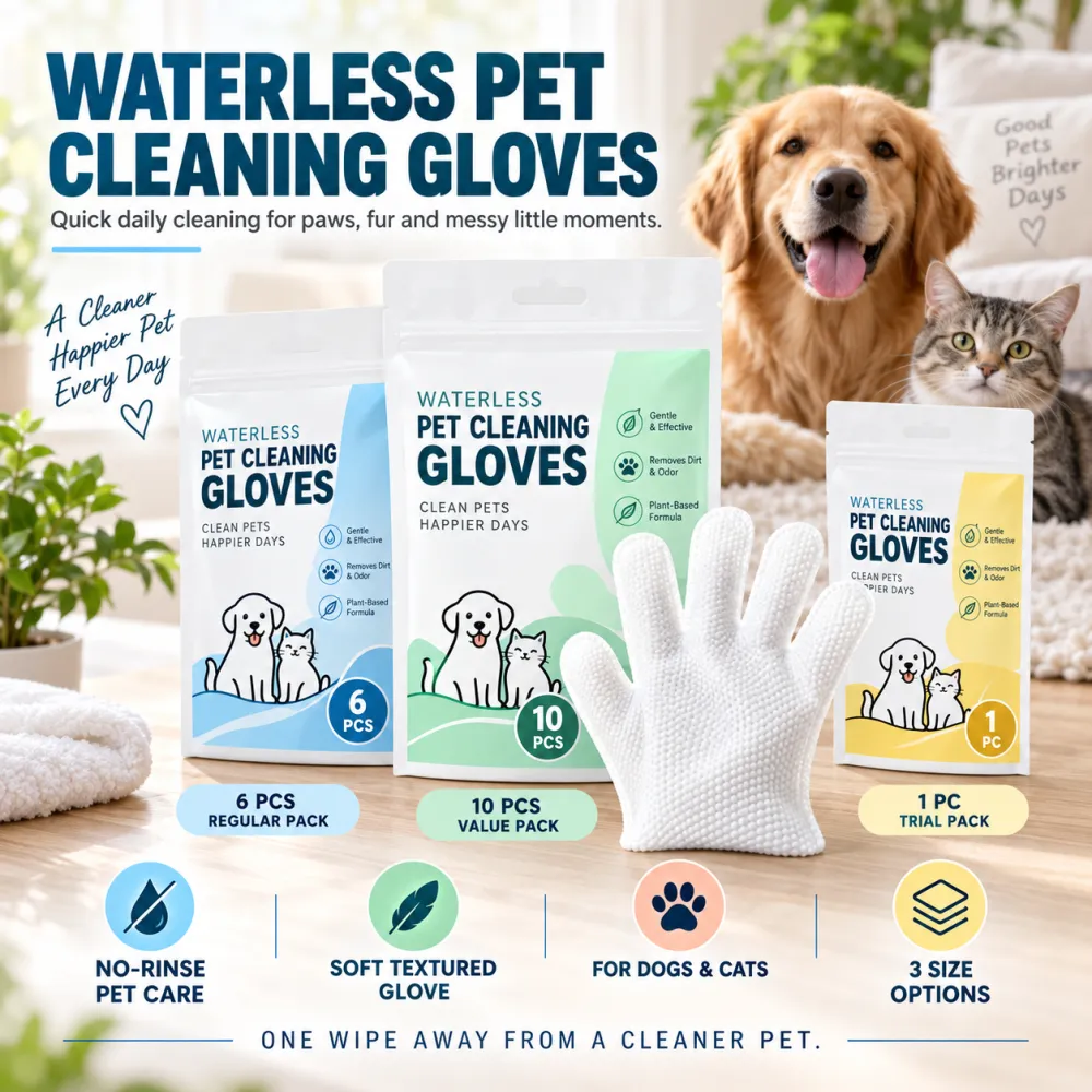 Pet No-Rinse Grooming Gloves