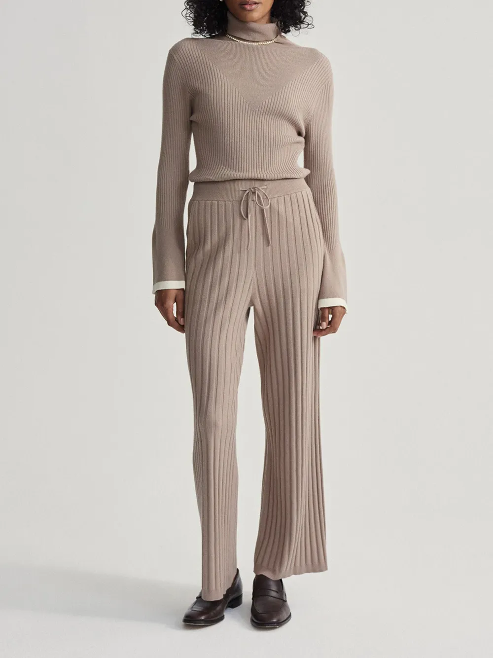 Wide Rib Knit Trouser