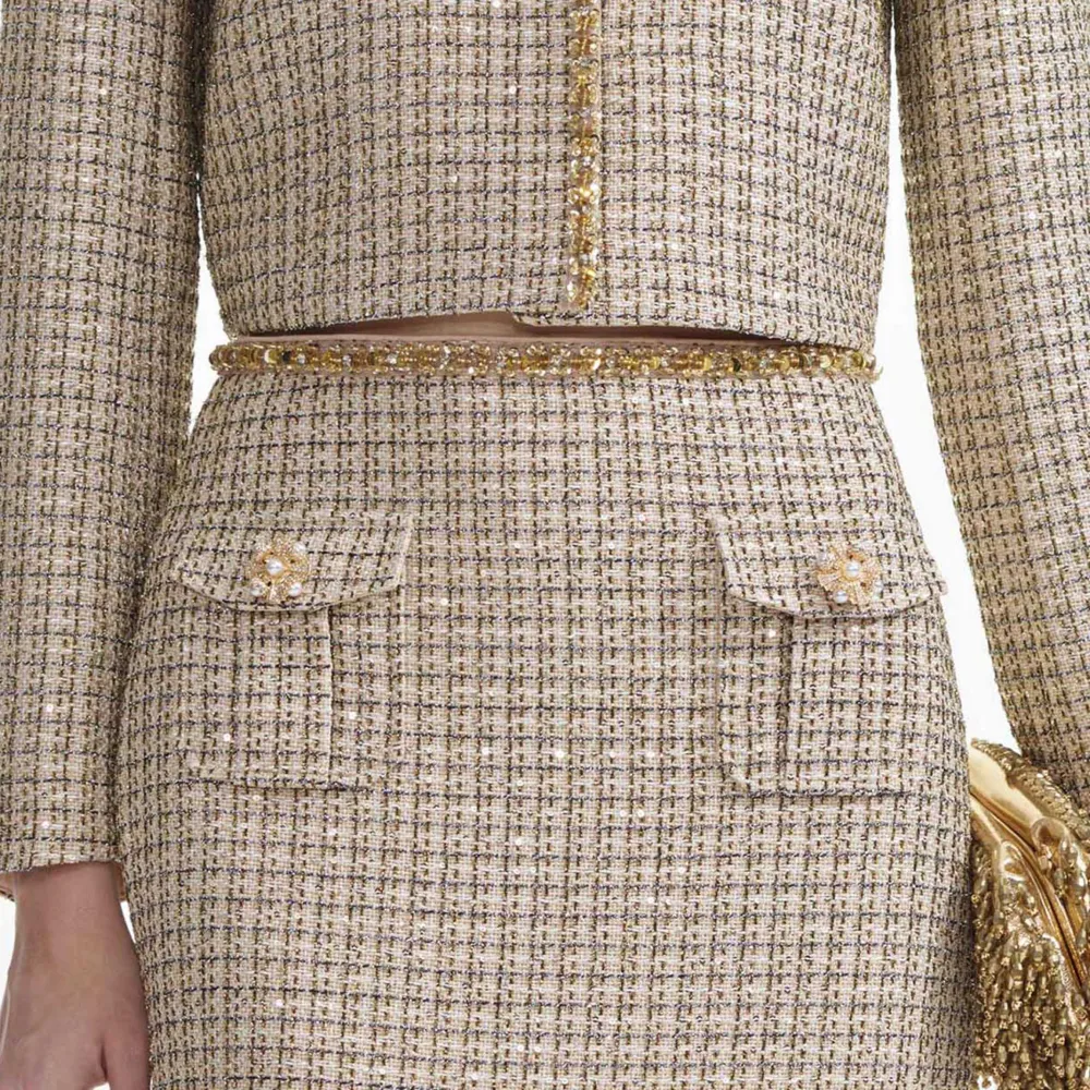 Gold Boucle Midi Skirt