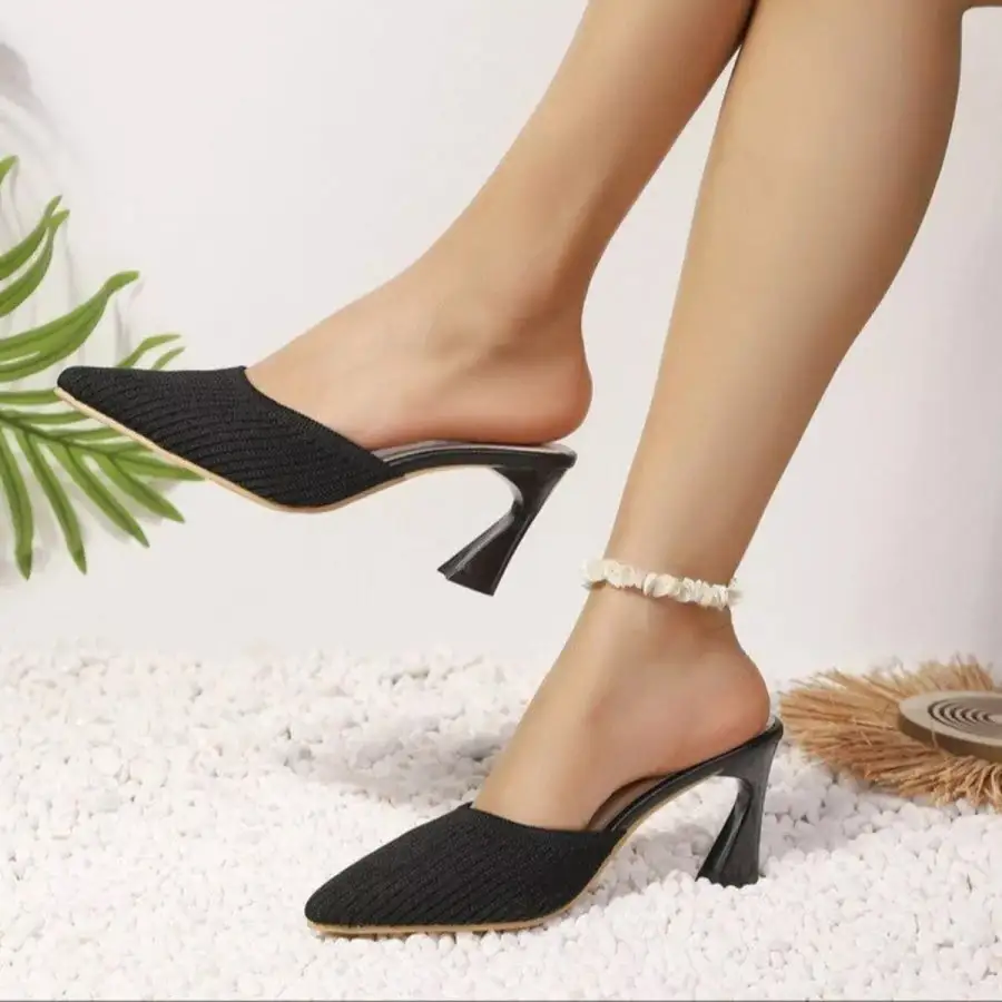 Refined Point Toe Flare Heels Sandals