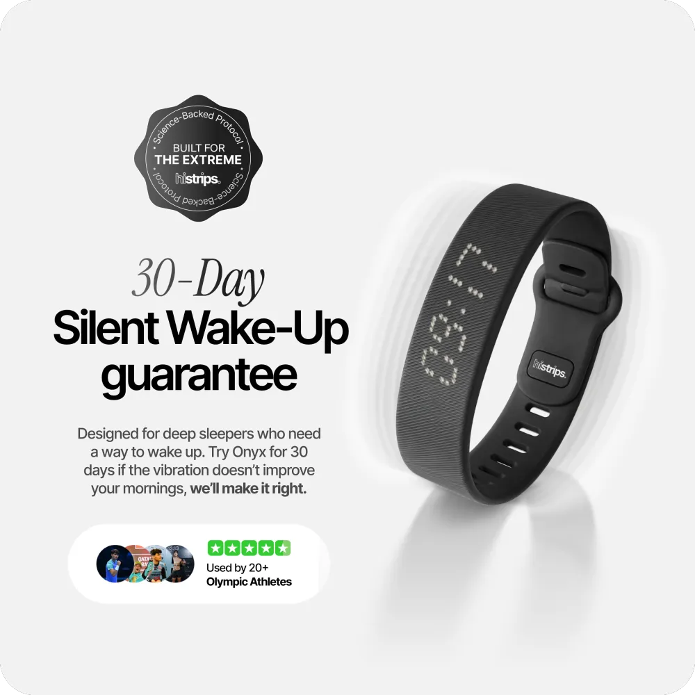 Silent Vibrating Alarm Clock – Wrist-Worn Wake-Up Device for Heavy Sleepers, Won't Disturb Your Partner, 2 Intensity Levels, Up to 3 Alarms, 14+ Day Rechargeable Battery