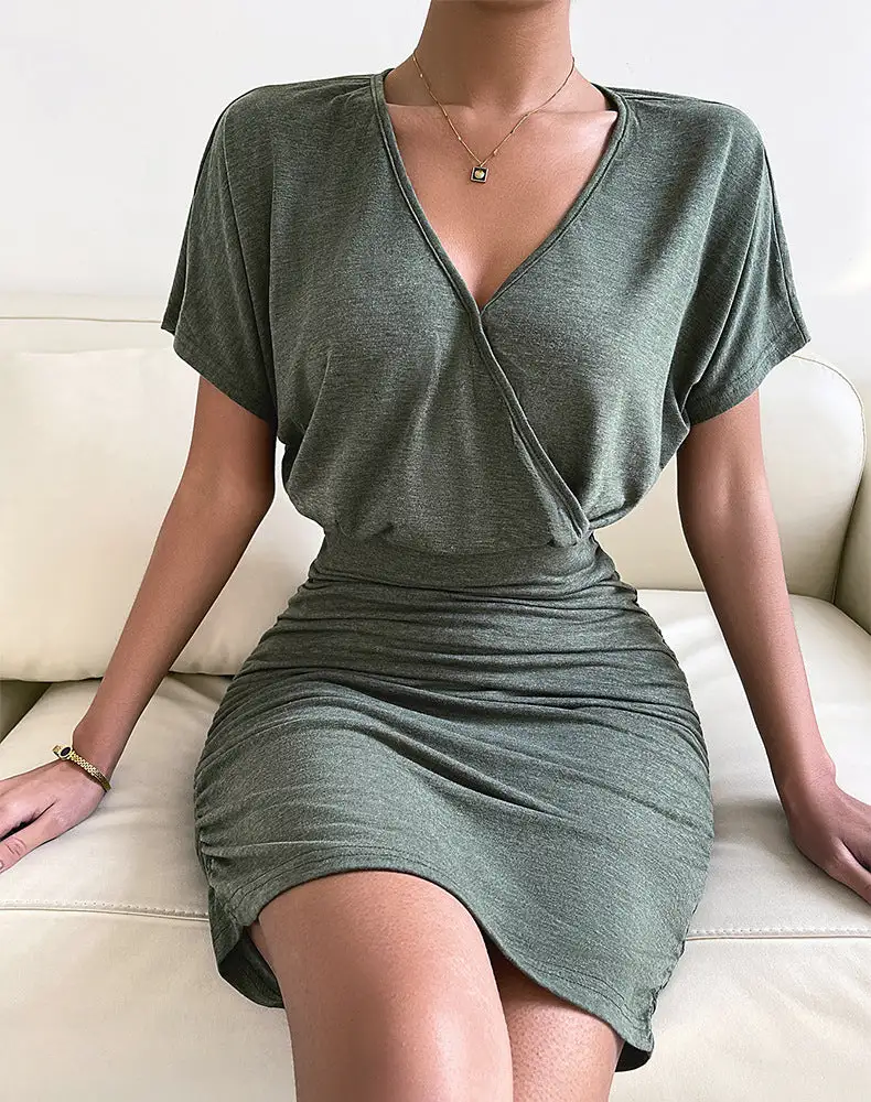 Knit V-Neck Waist-Skimming Dress