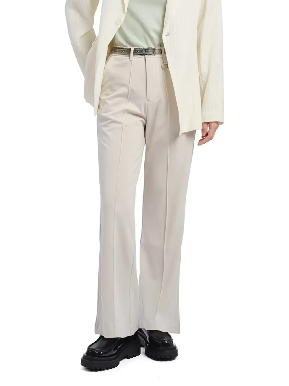 Cream Straight Pants