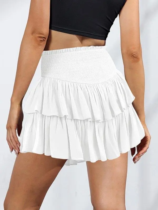 Smock Tiered Ruffle Mini Skirt