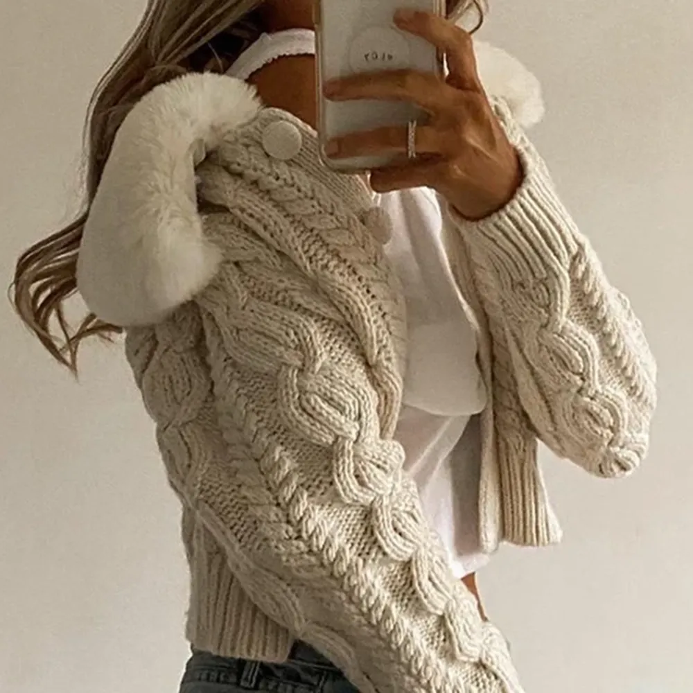 Faux Fur Knitted Cardigan