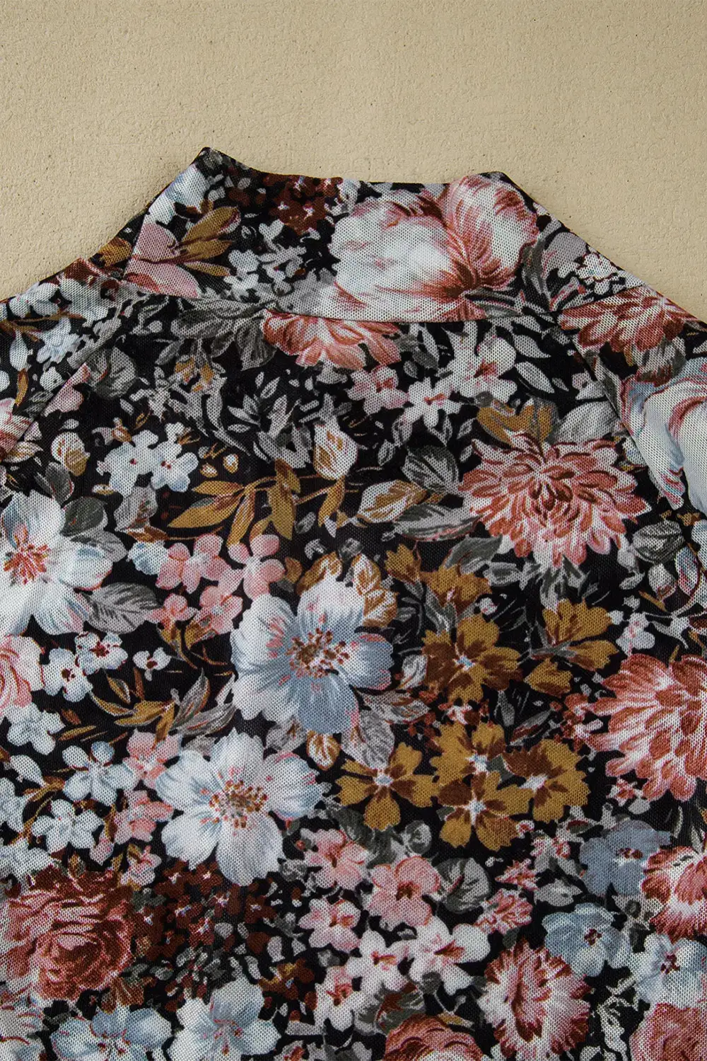 Floral Mesh Long Sleeve Blouse