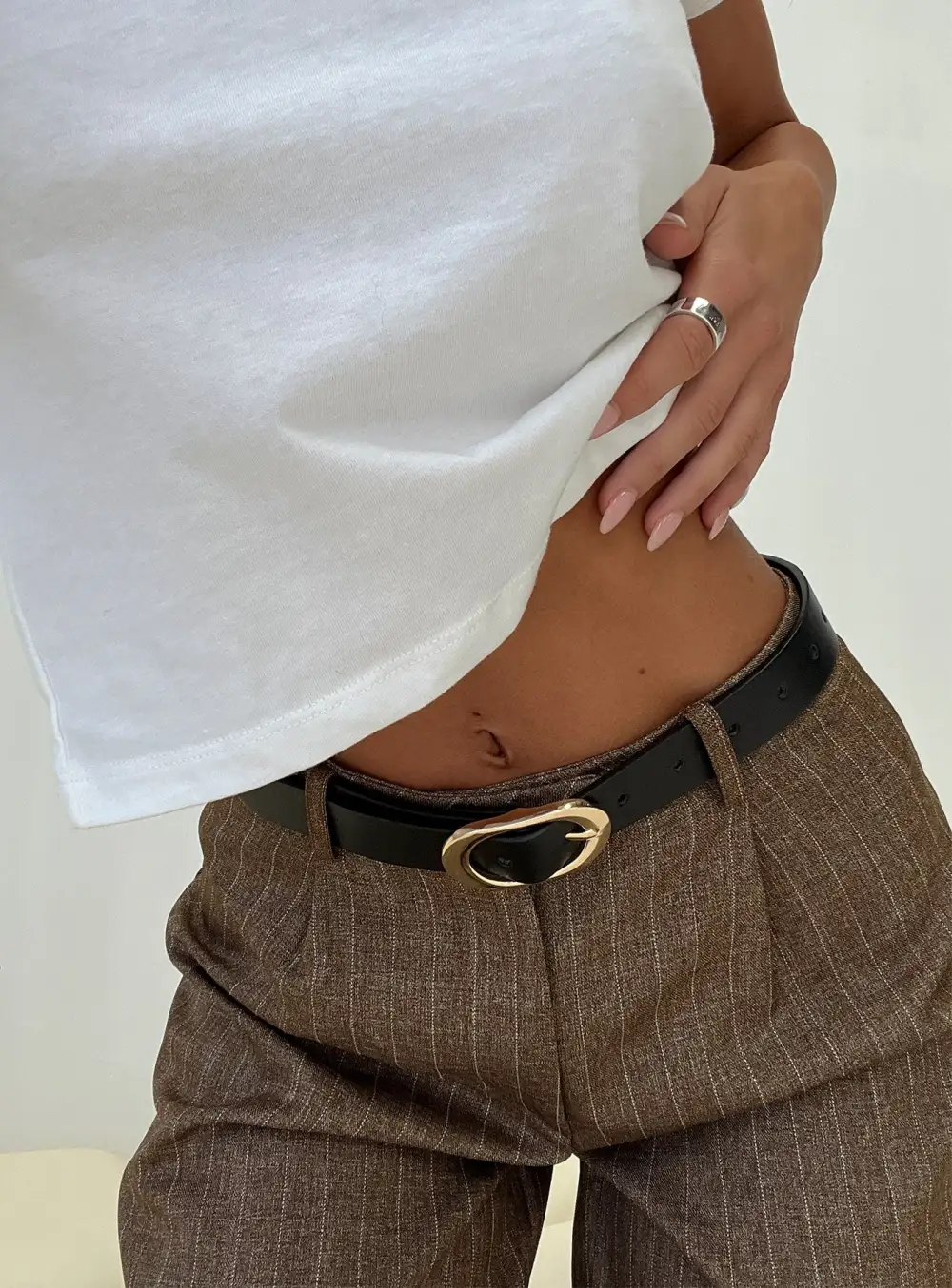 Fashion Buckle Faux Leather Belt
