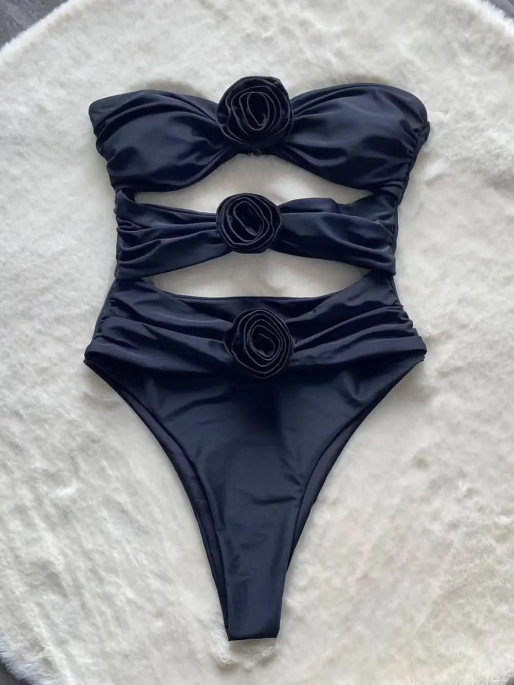 Women’s Three Dimensional Flower One-Piece Flower Swimsuit