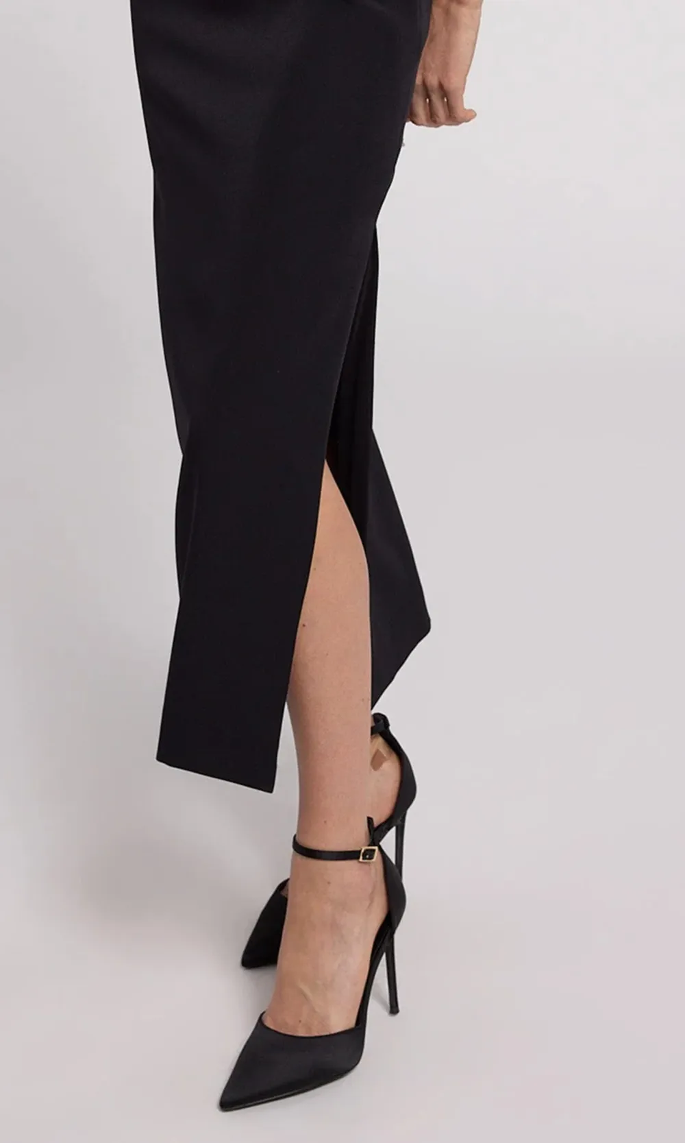 Lace Panel Crepe Turtleneck Dress