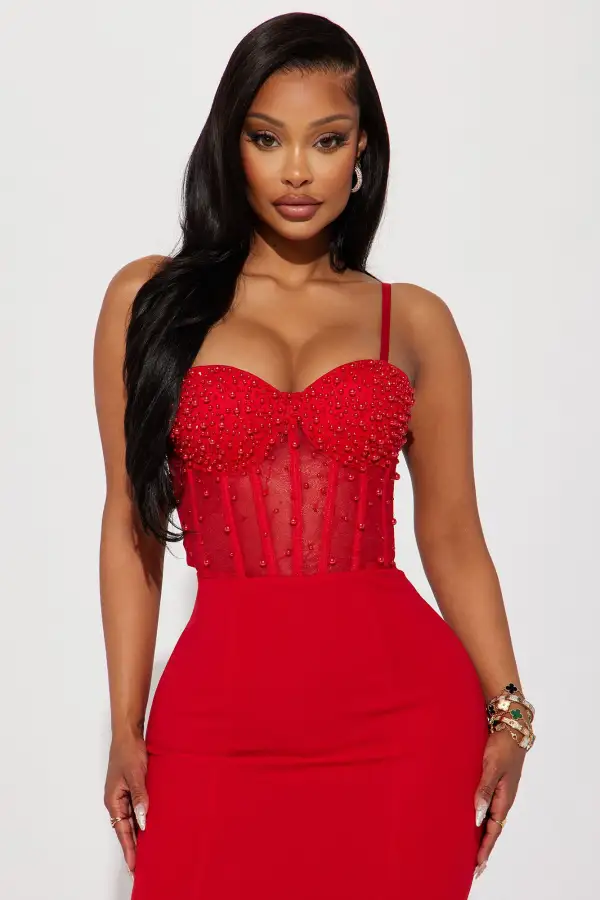 Bella Embellished Gown - Red
