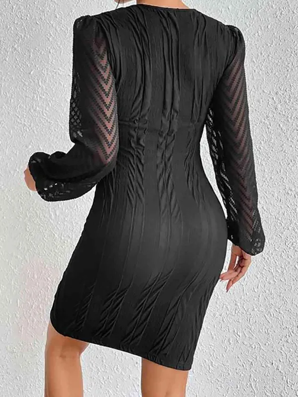 Women's round neck bubble sleeve dress