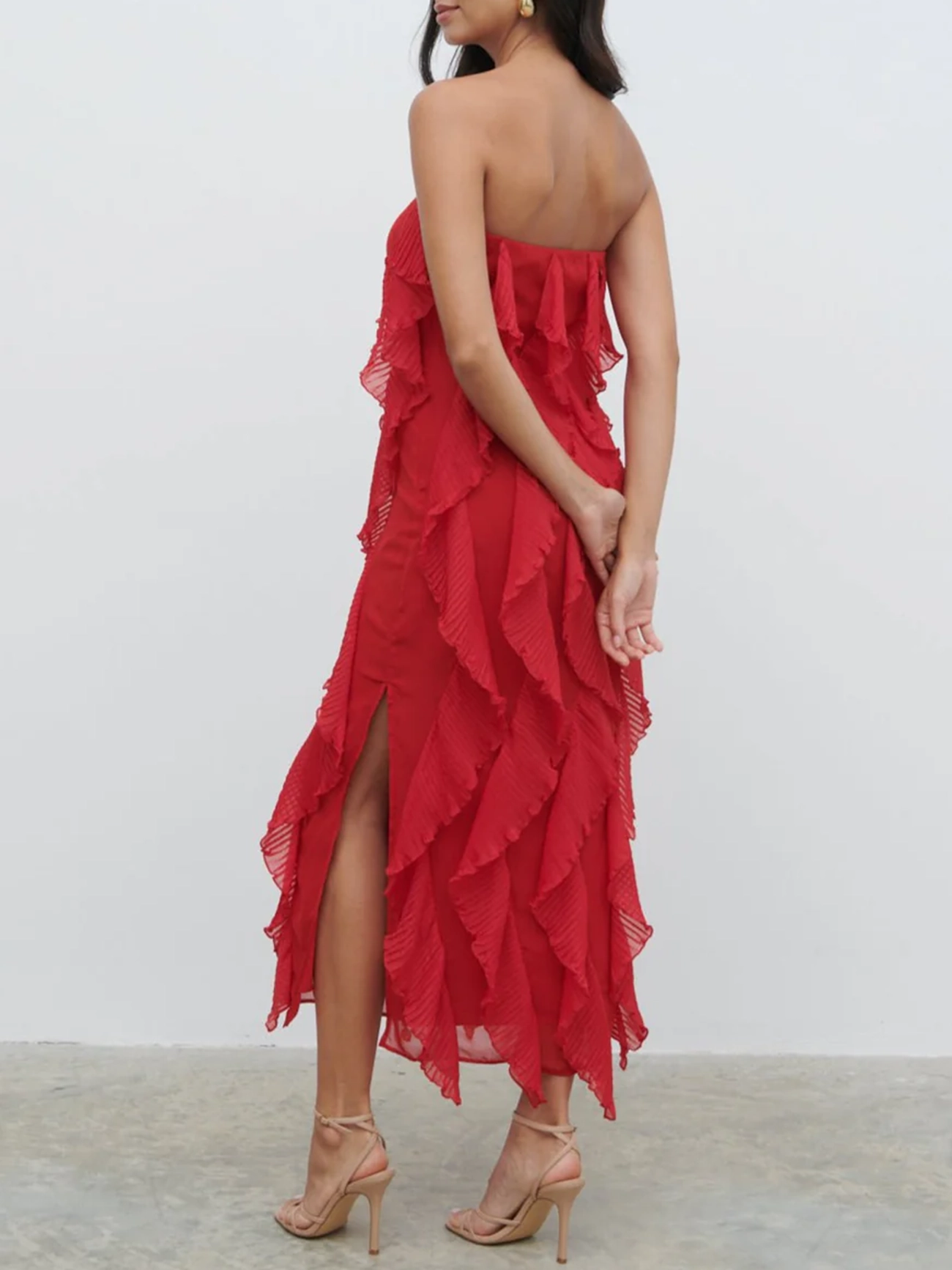 Bandeau Ruffle Midi Dress