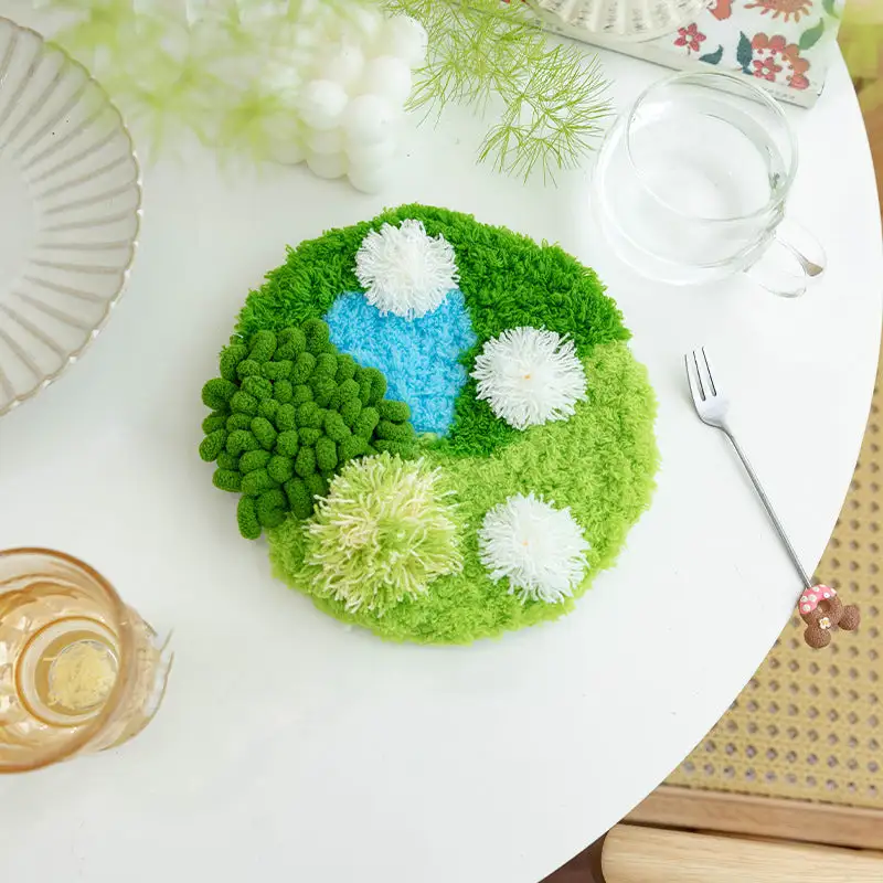 Handmade Moss Rug & Coasters Tufting Coaster Handmade Material Pack Kit