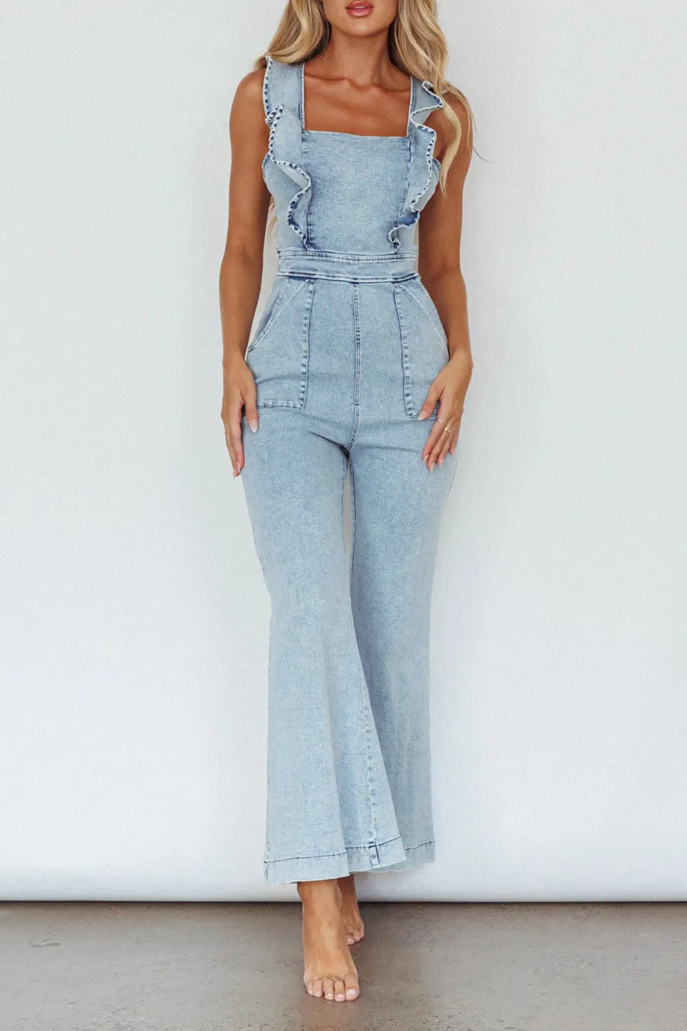 Cotton Overalls With Playful Ruffles