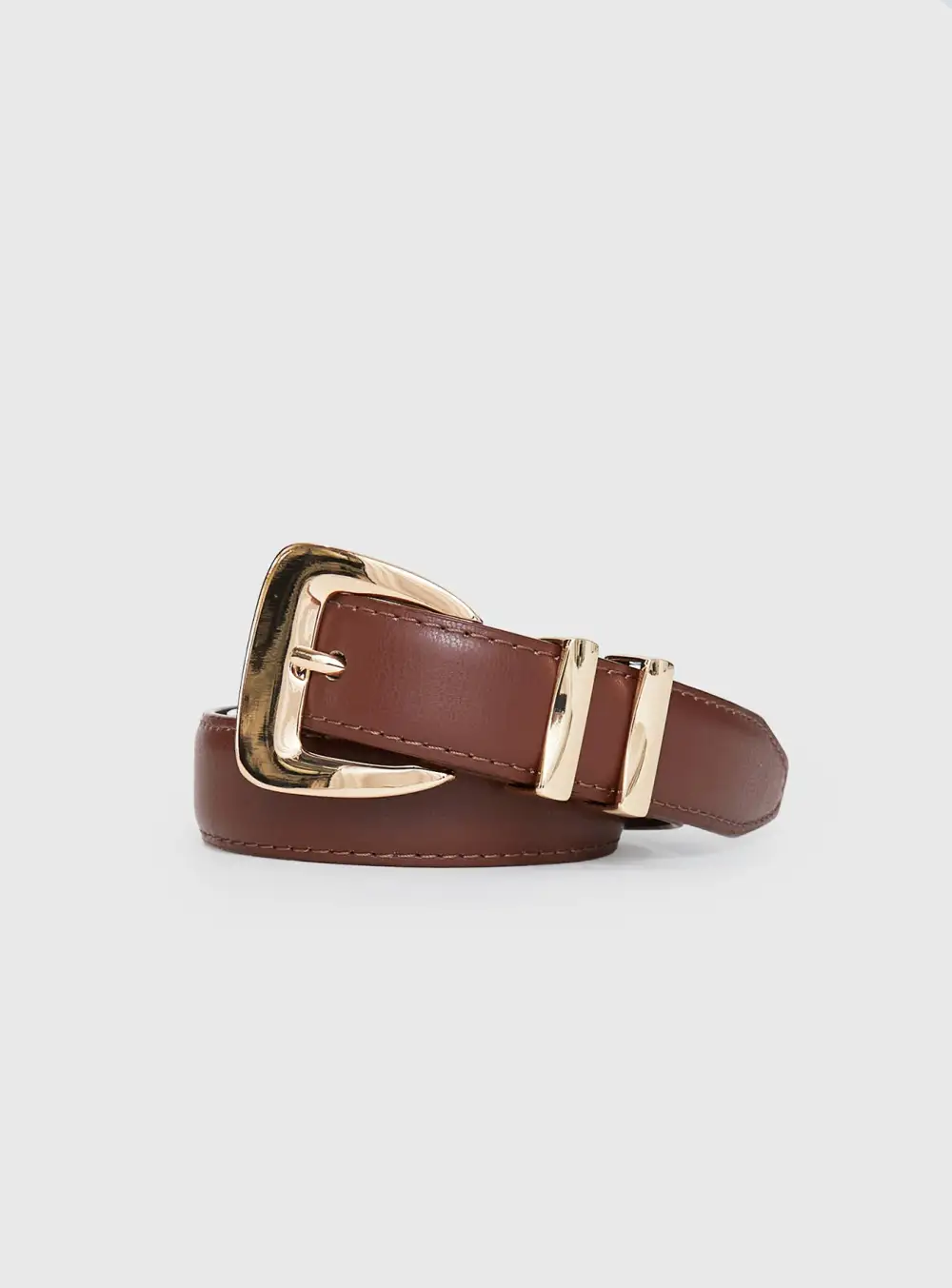 Off Duty Buckle Faux Leather Belt
