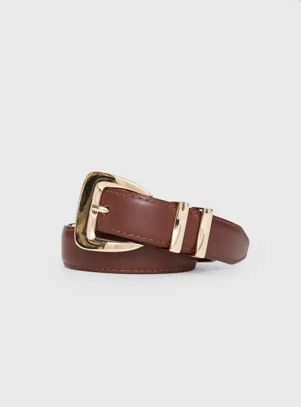 Off Duty Buckle Faux Leather Belt