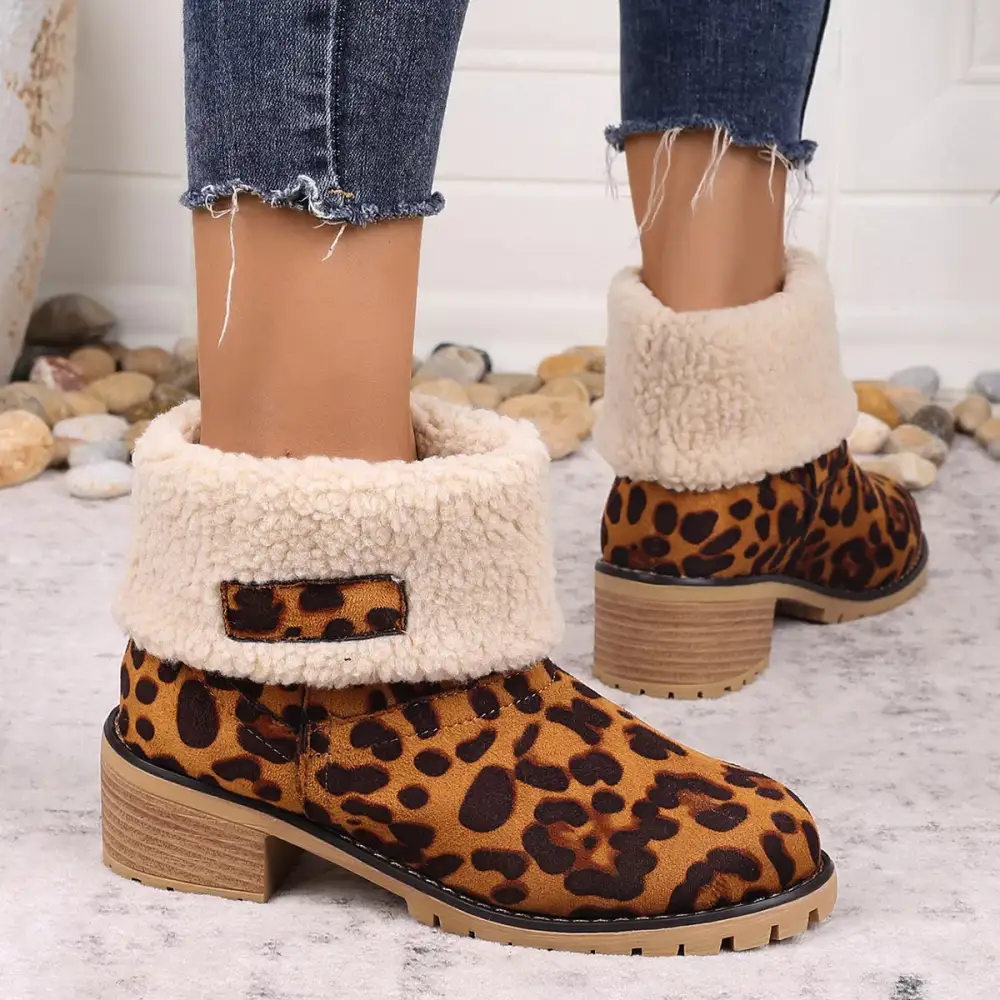 Print Plush Lined Boots