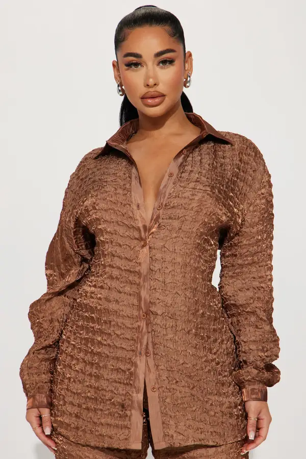 Royal Textured Pant Set - Brown
