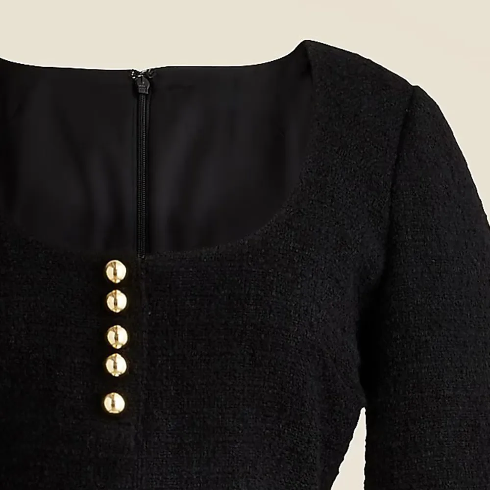 Tweed Pencil Long Sleeve Mini Dresses