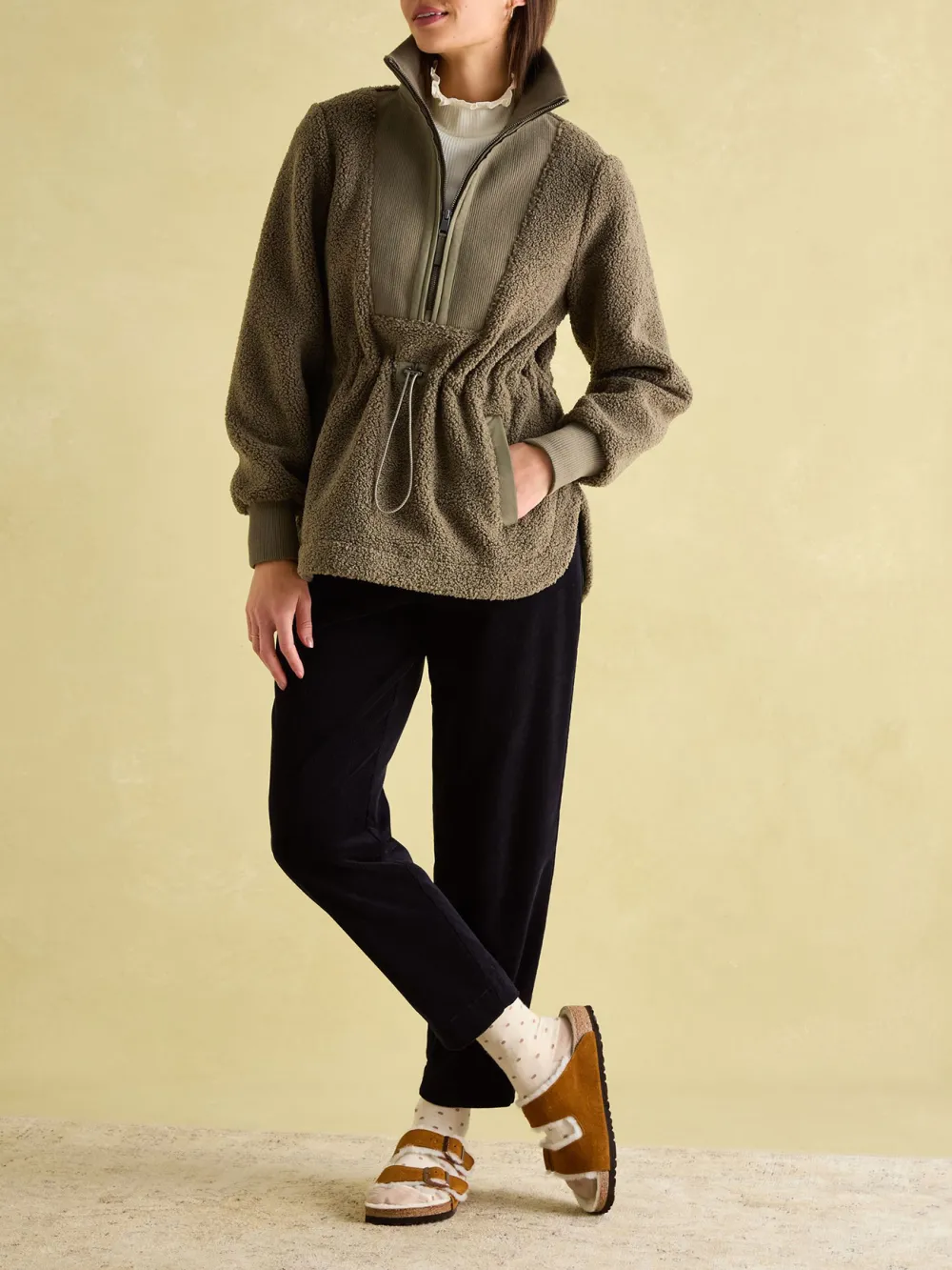 Khaki Green Borg Fleece