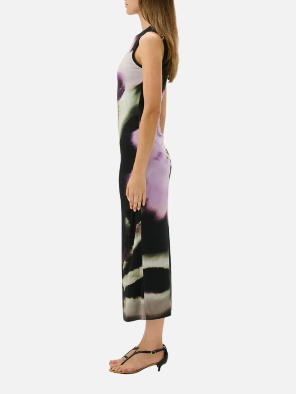 Slit Back Crew Neck Sleeveless Dress