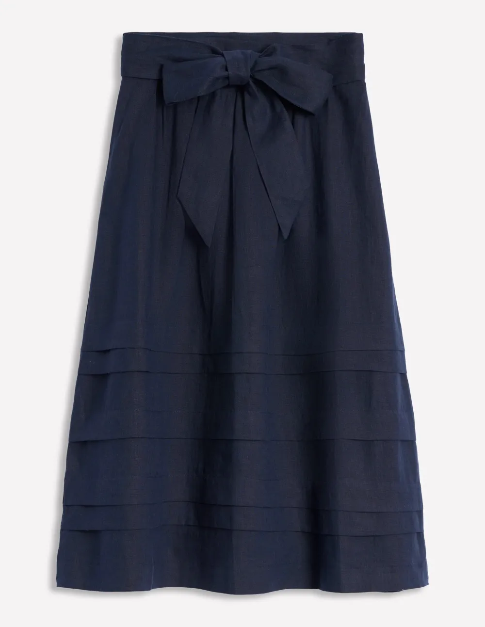 Navy Linen Midi Skirt