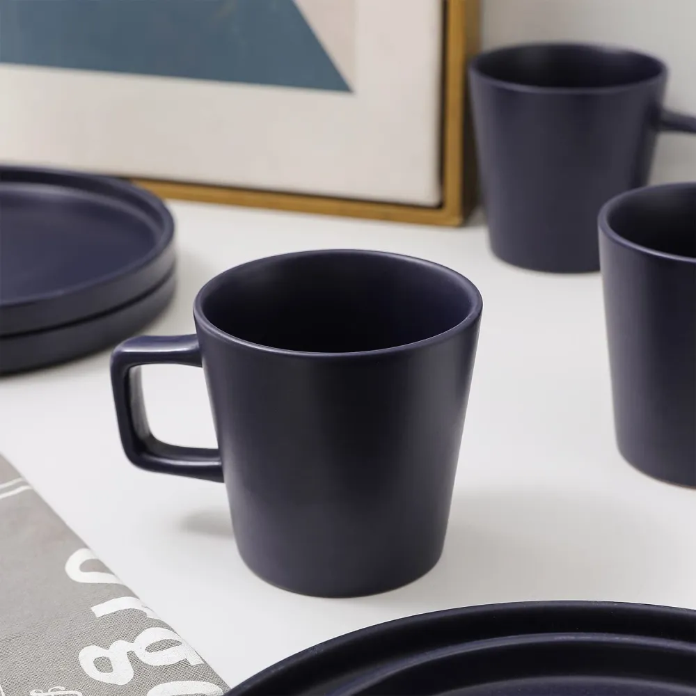 Stone Lain Coupe Dinnerware Set, Service For 8, Black Matte