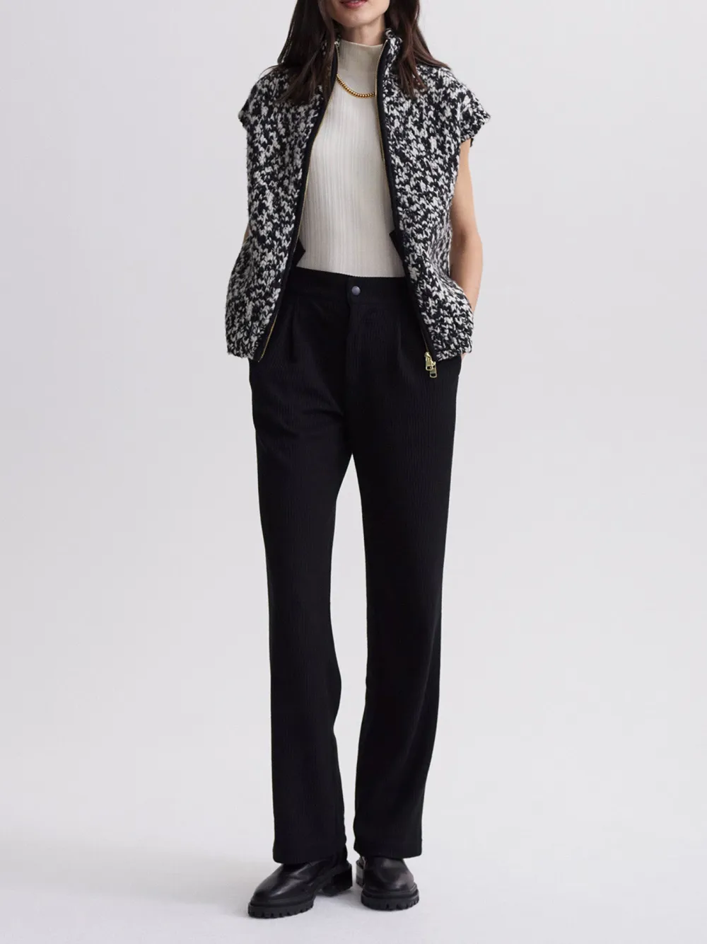 Camouflage Pattern Zip-Through Knit Gile