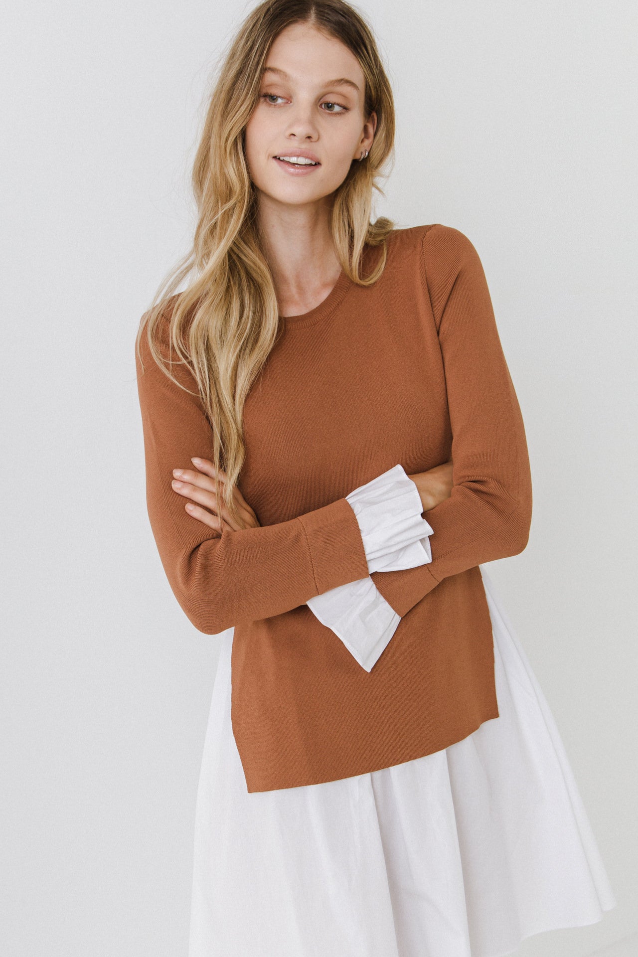 Poplin Combo Knit Dress