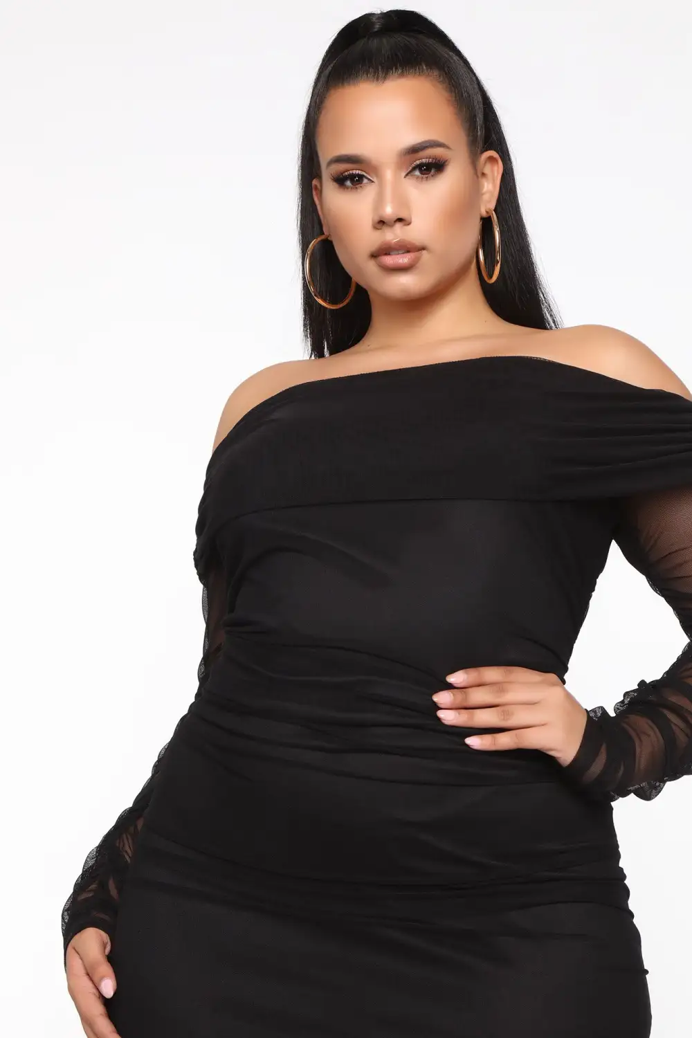 Top Trend Ruched Maxi Dress - Black