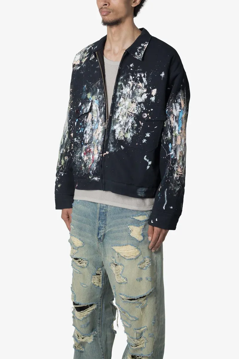 BLACK PAINT SPLATTER WORK JACKET