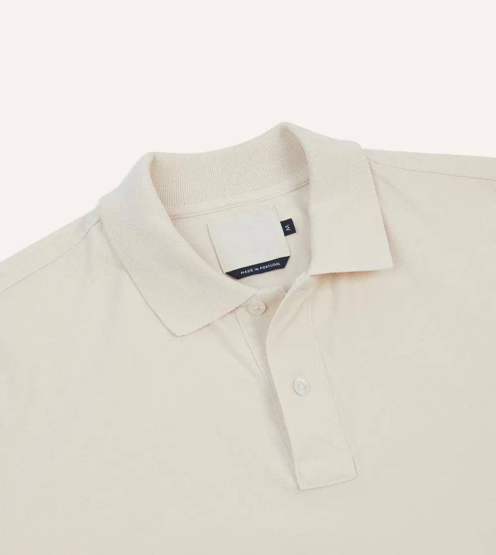 Ecru Cotton Polo Shirt Elegant Essential