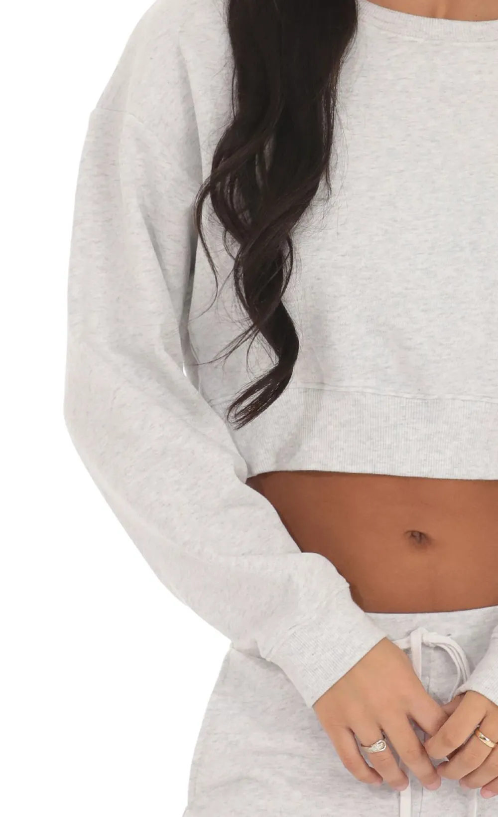 Cropped Jumper in Heather Grey