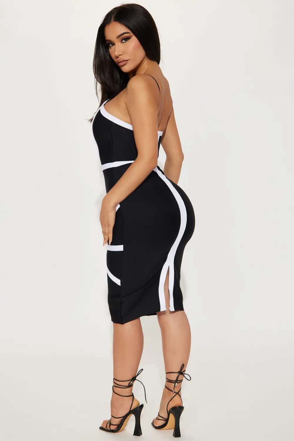 Brynn Bandage Midi Dress - Black/White