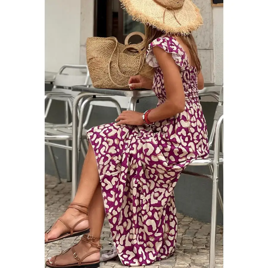 Ruffled Printed Wide Strap Dress