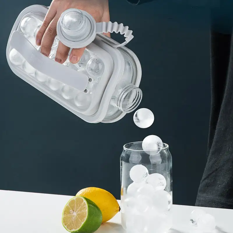 (Store Closing Sale) Ice Cube Trays LittleStar 2 in 1 Portable Ice Ball Maker Kettle With 17 Grids Flat Body Lid Cooling Ice Pop/Cube Molds For Hockey,Cocktail,Coffee,Whiskey,Champagne,Beer,Juice,Water