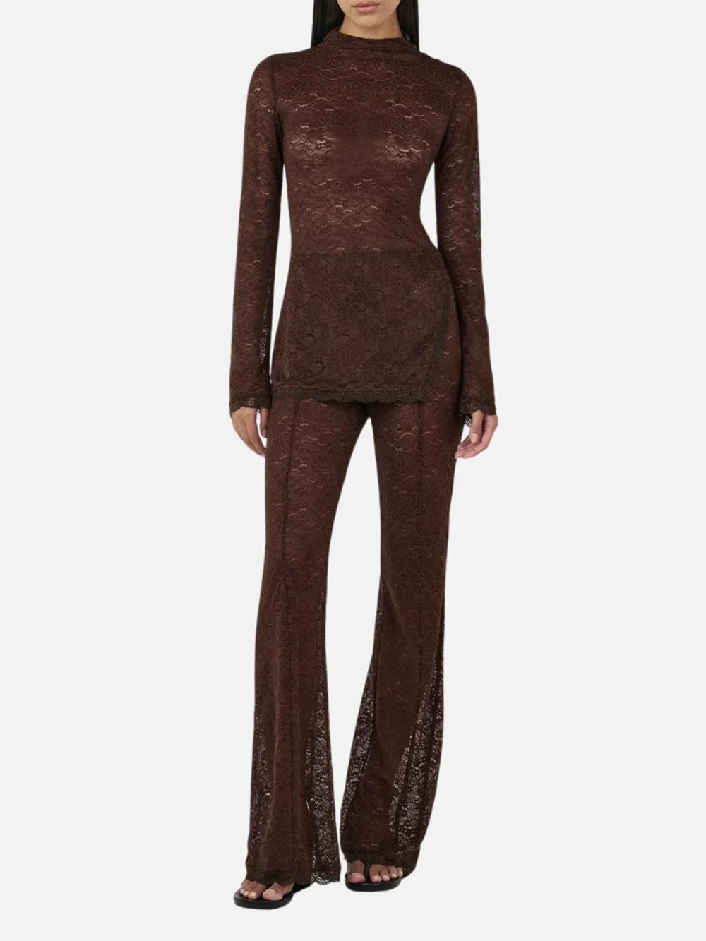 Lace Texture Long Sleeve Top