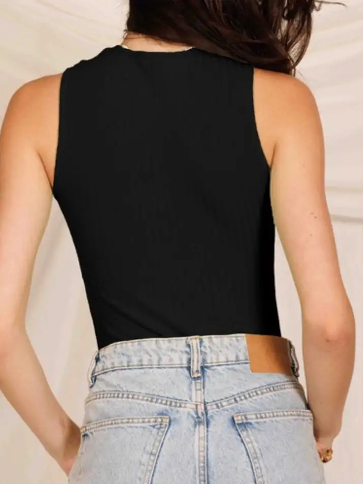 Rib Knit Twisted Bodysuit Top