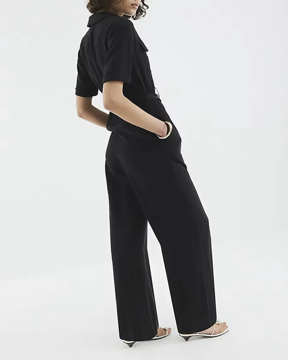 Long Pants Elegant Style Lapel Women's Jumpsuits