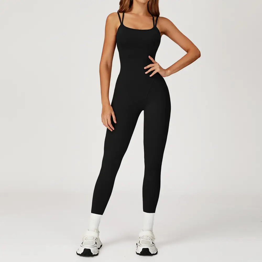 Gathered Flare Yoga Jumpsuit