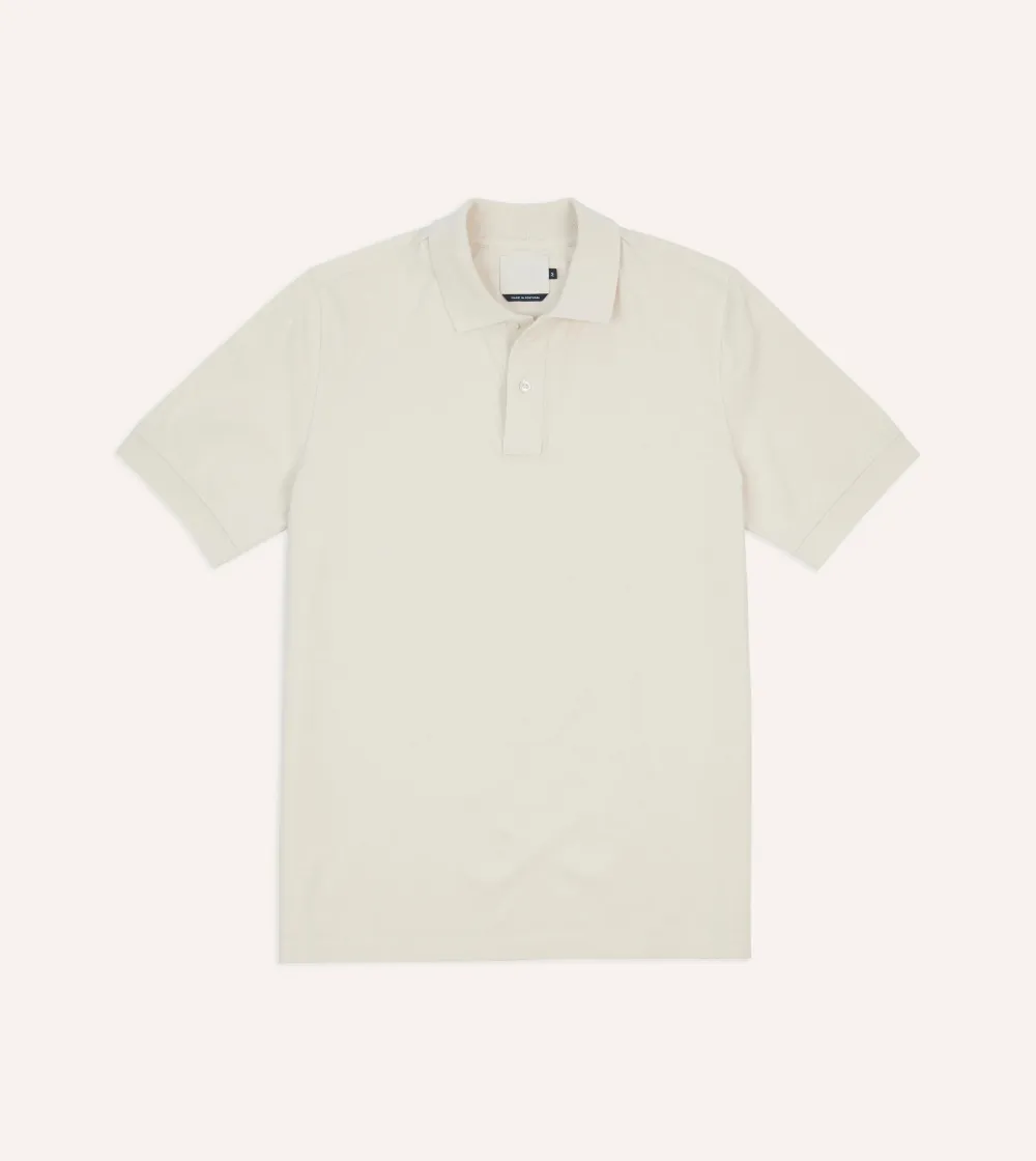 Ecru Cotton Polo Shirt Elegant Essential