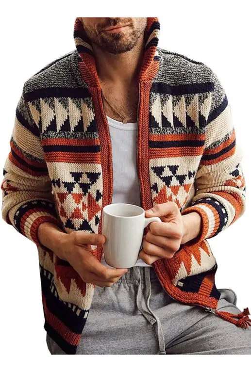 Zip Front Lapel Collar Collared Sweater