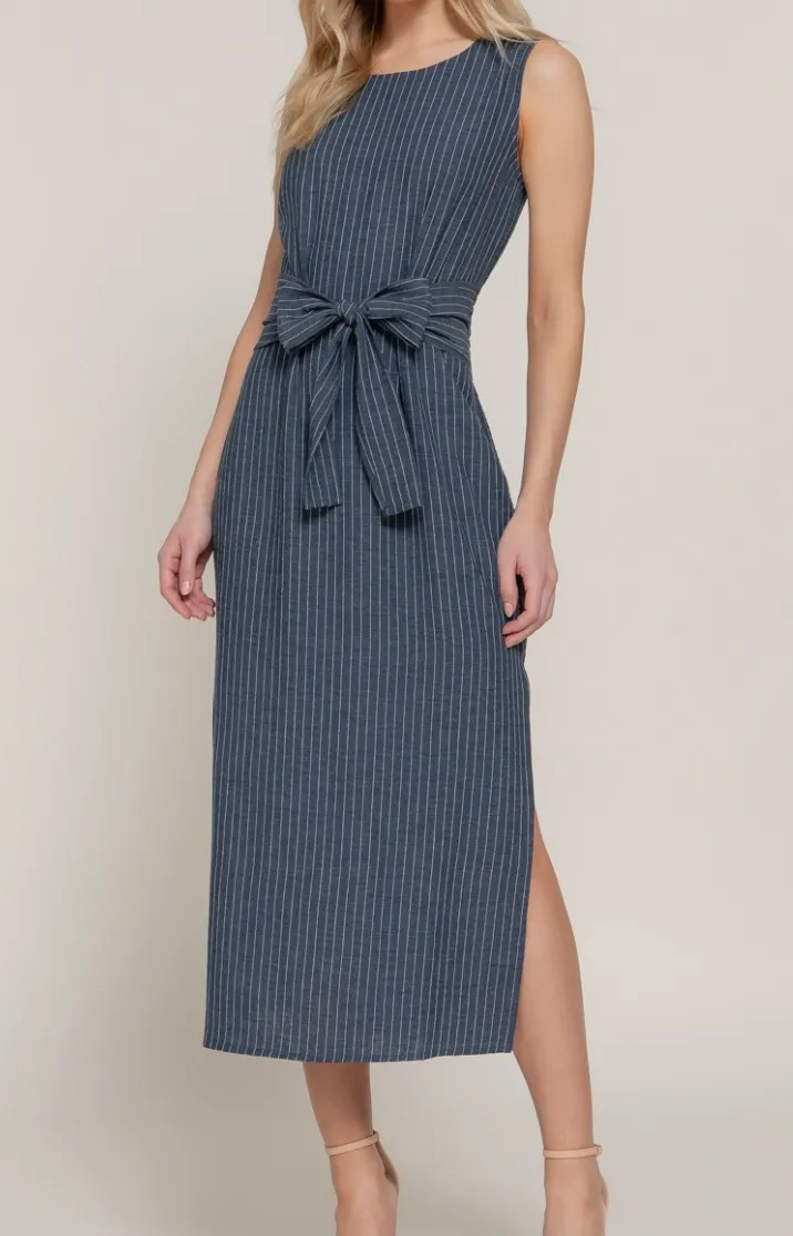 Sleeveless Striped Midi Dress