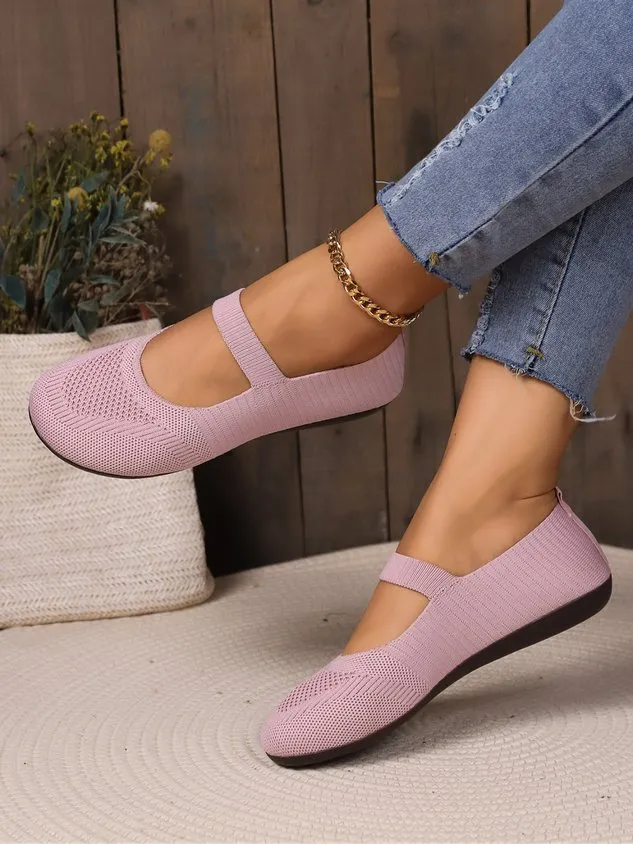 Casual Plain Breathable Slip On Flat Heel Mary Jane