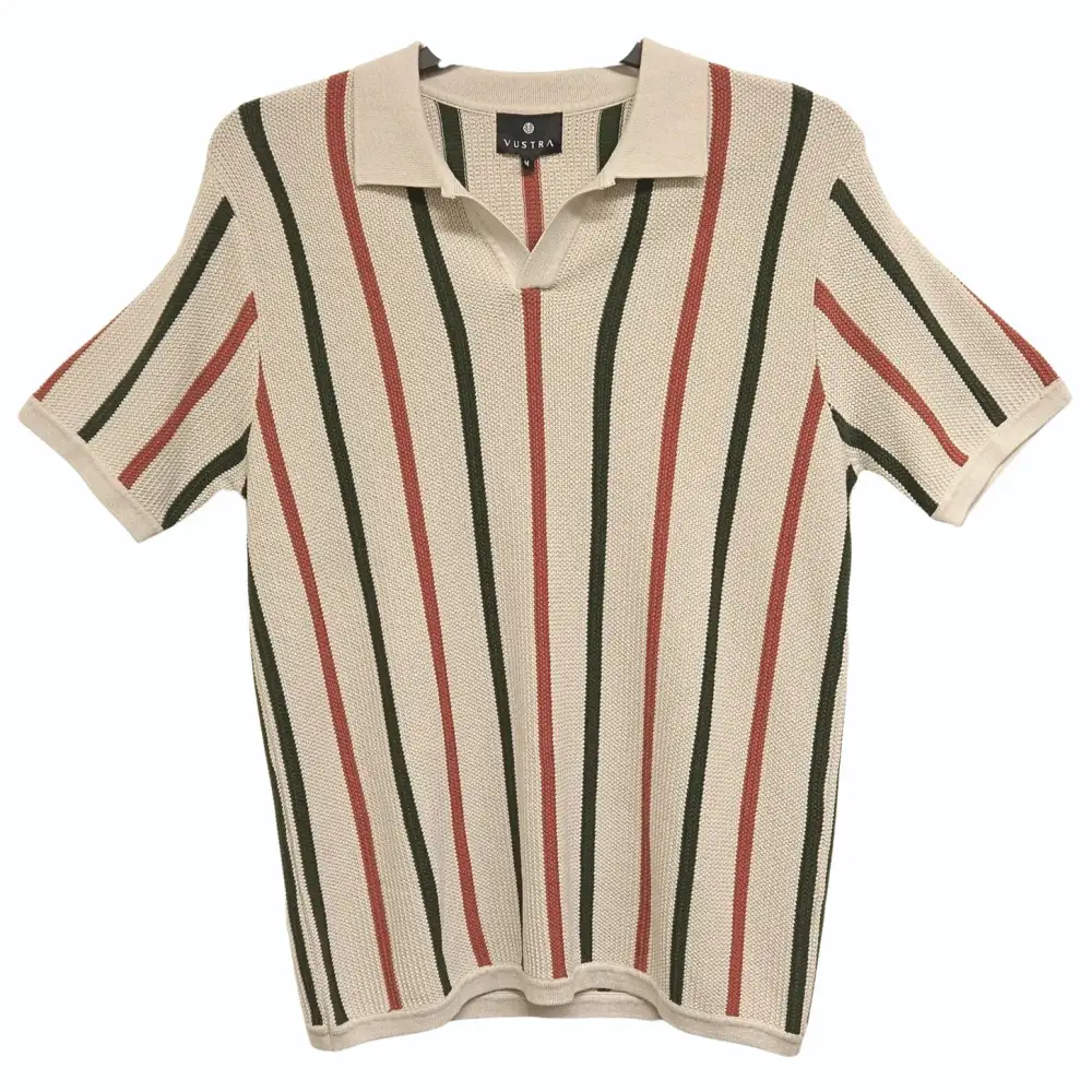 Ribbed Knit Polo Shirt