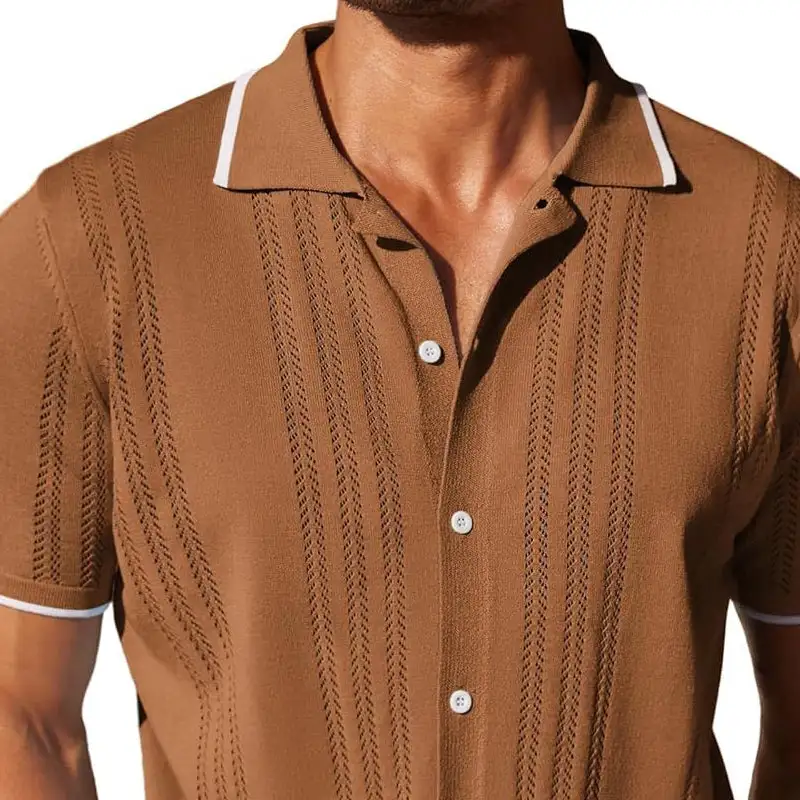 Polished Short Sleeve Collared Knit Shirt