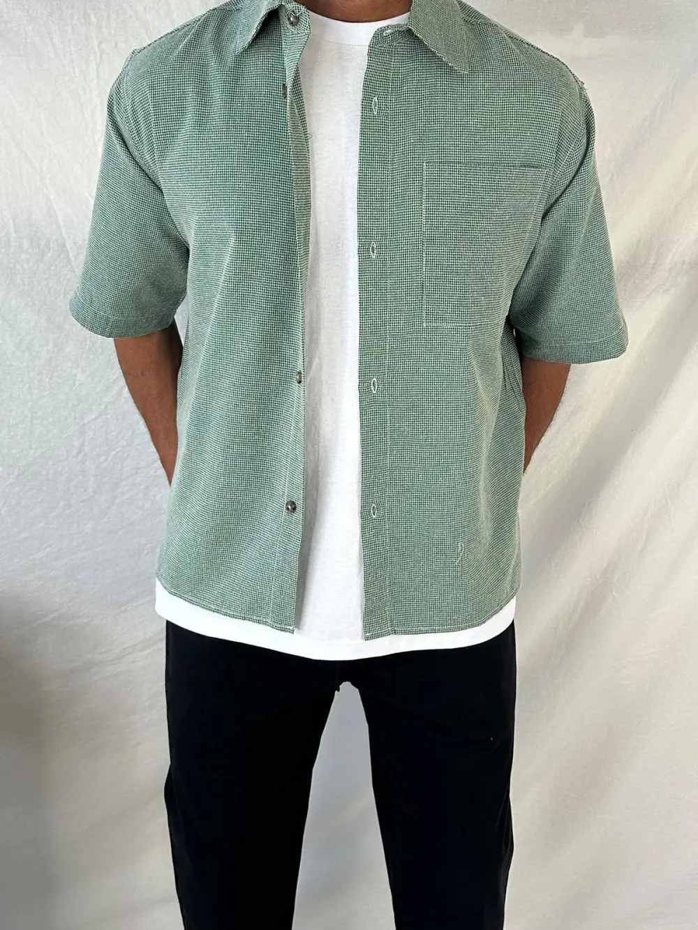 Casual Soft And Comfortable Green Plaid Shirt