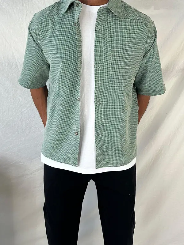 Casual Soft And Comfortable Green Plaid Shirt