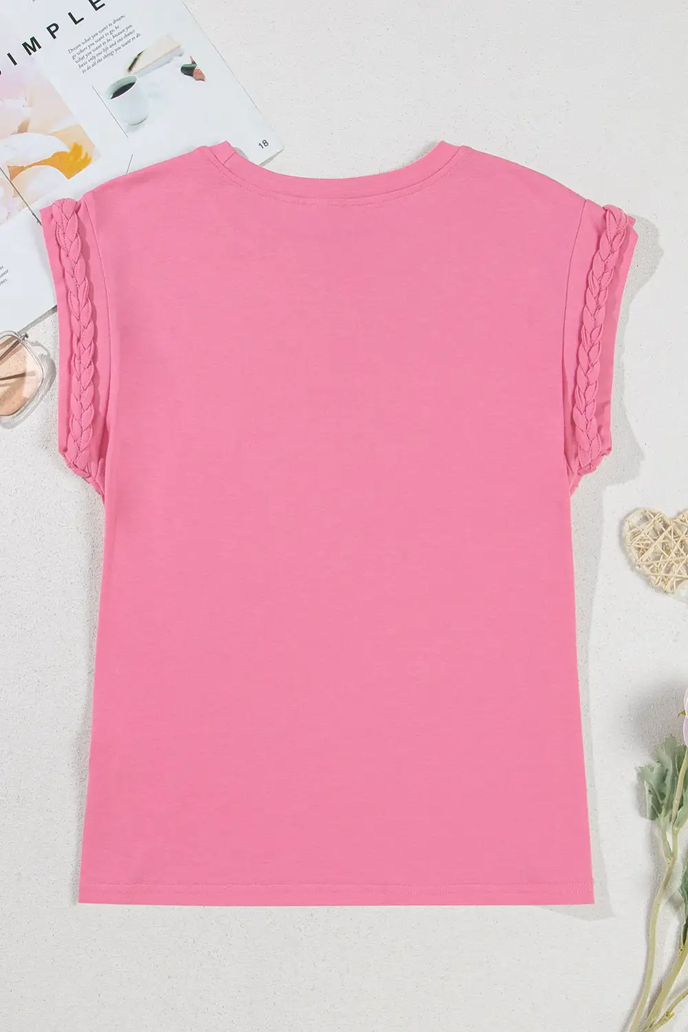 Braided Cap Sleeve Crew Tee