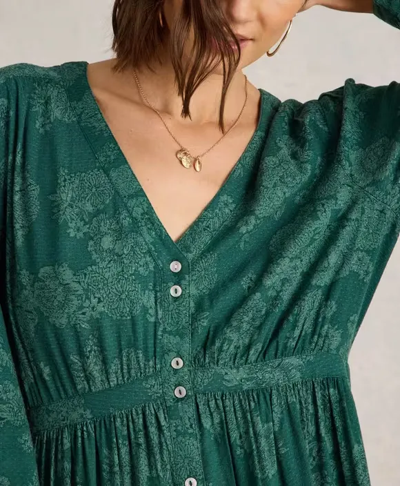 Midi Dress In Teal Print